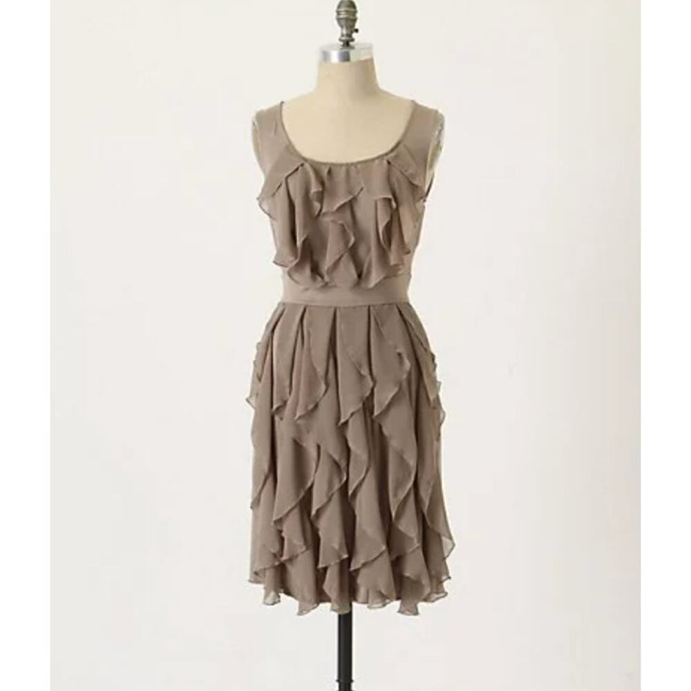 Rio Rao Anthropologie Size XS Tan Ruffle Tank Dress